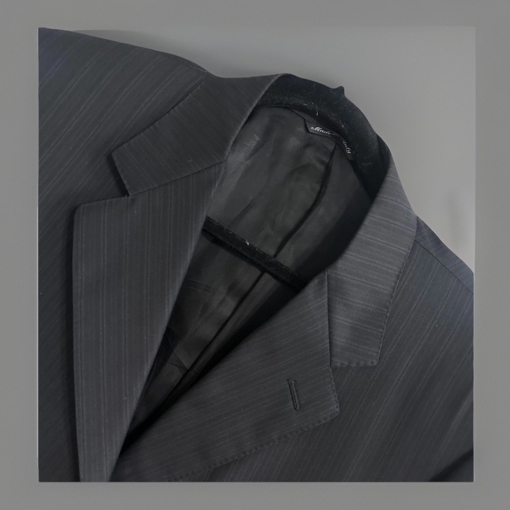 Canali 3 Button Blazer Mens 56R Black Pinstripe Suit Jacket Super 120s - Picture 8 of 16